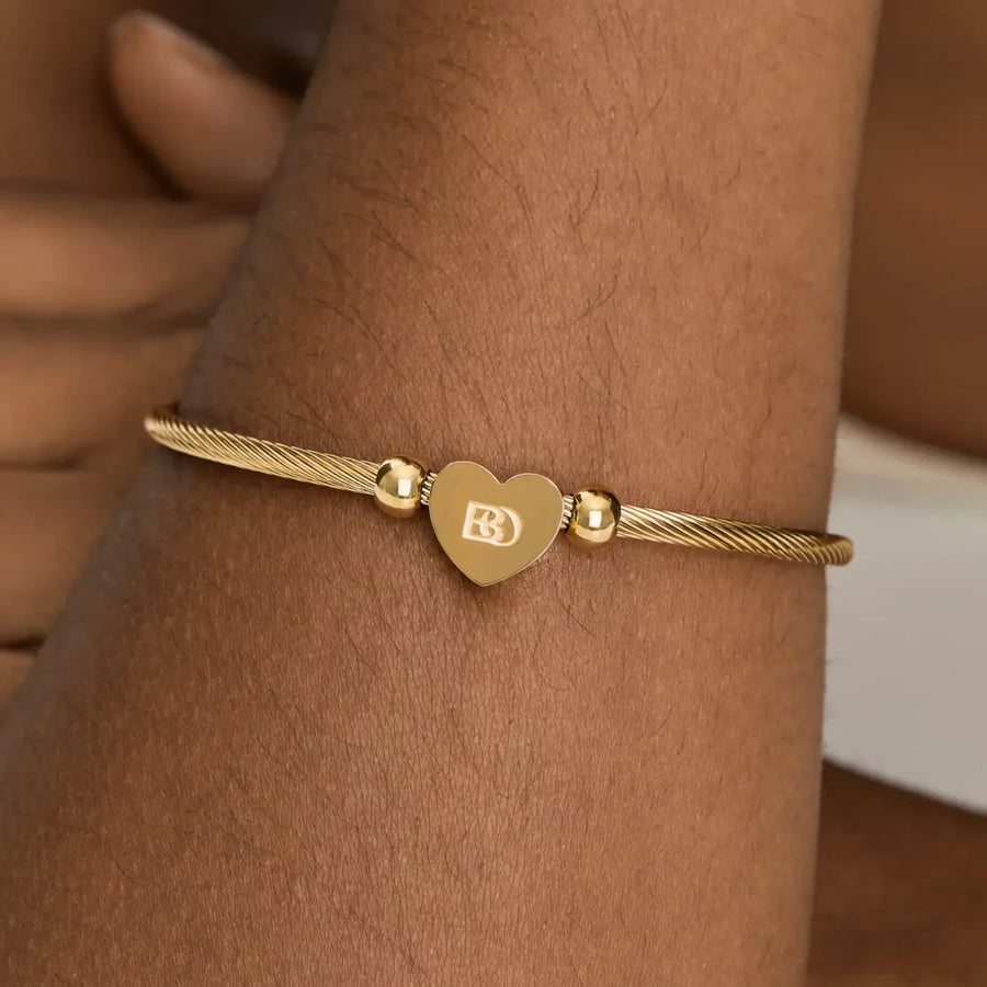 Bracelete de Coração Regulável Banhado em Ouro 18k