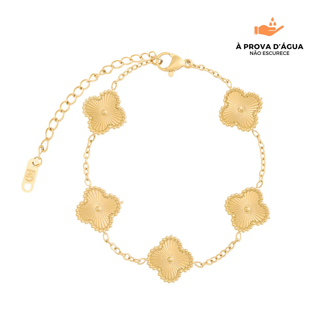 Pulseira Trevo Dourado Banhado em Ouro 18k