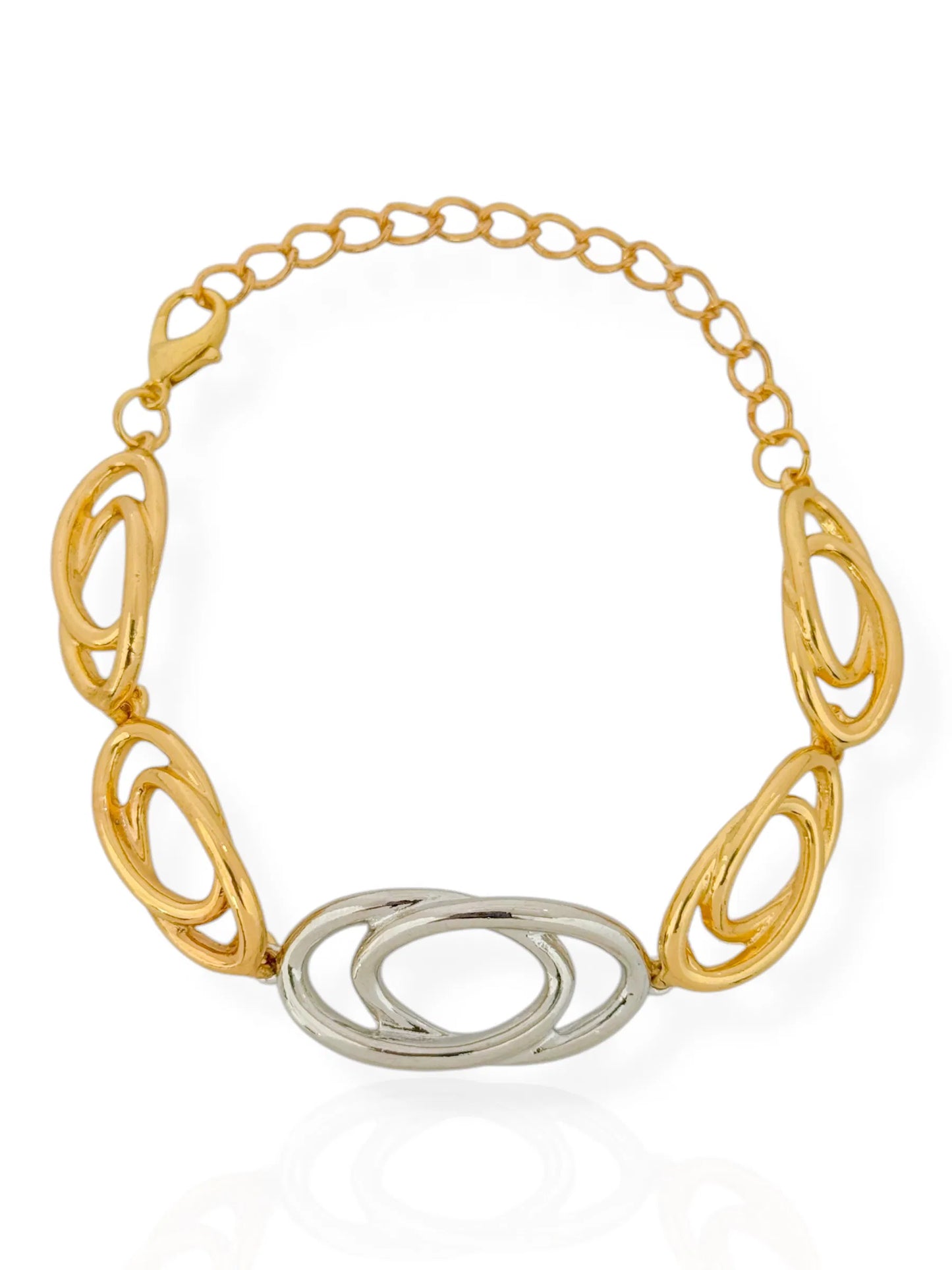 Pulseira Folheado a Ouro 18k e Prata Elos - Mix banho